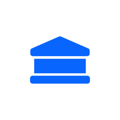 Simple blue government building icon symbolizing public administration, law, and official institutions.