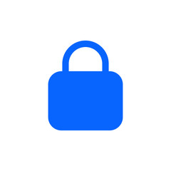 Minimalistic blue padlock icon symbolizing security, privacy, and protection.