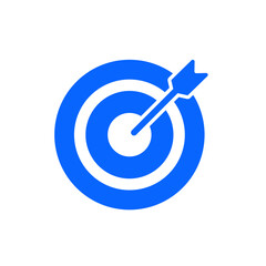 Bold blue bullseye target icon symbolizing goal achievement, accuracy, and strategy.