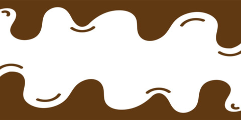 Abstract Chocolate Wave Illustration on White Background with Fluid Design. Illustration of fluid brown waves resembling melted chocolate against a white background.
