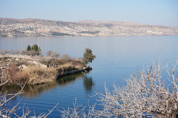 Birecik Dam Lake in Gaziantep, Turkiye