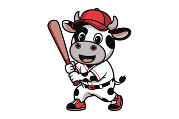 baseball cow illustration vector