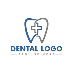 Obraz premium Modern dental care logo and cross symbol logo design. 
