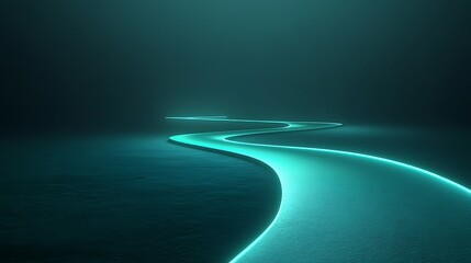 Luminous, winding pathway through a dark, teal space.
