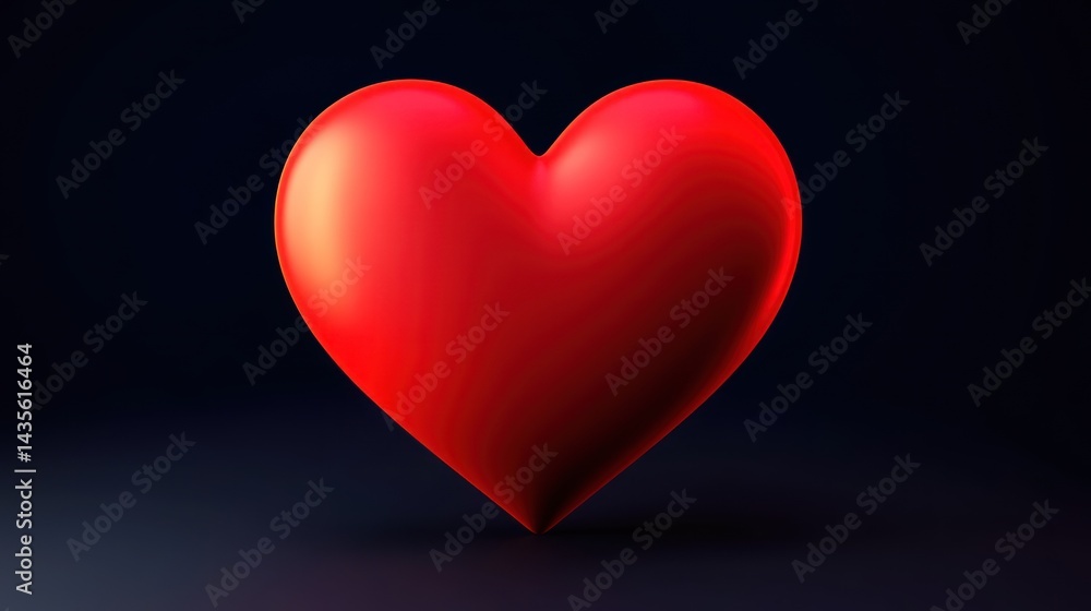 Poster a flawlessly rendered 3d heart floating against a dark gradient backdrop showcasing digital artistry
