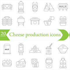  Cheese production icons set outline vector. Milk food