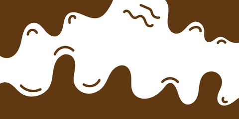 Abstract Chocolate Wave Illustration on White Background with Fluid Design. Illustration of fluid brown waves resembling melted chocolate against a white background.