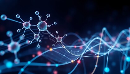 Molecular dynamics simulation of nanoparticles in a virtual lab environment scientific visualization high-tech research setting close-up perspective science and technology concepts