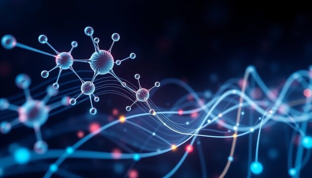 Molecular dynamics simulation of nanoparticles in a virtual lab environment scientific visualization high-tech research setting close-up perspective science and technology concepts