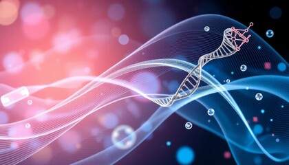 Fototapeta premium Dynamic visualization of dna structure and its implications for genetic research in a futuristic digital environment abstract conceptual art perspective