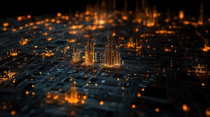 abstract digital cityscape futuristic technology background