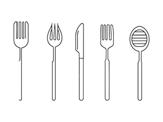 Gold-Plated Cutlery art icon premium quality tableware illustration