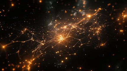 Obraz premium abstract network connection golden constellation