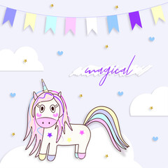 birthday card with cute unicorn