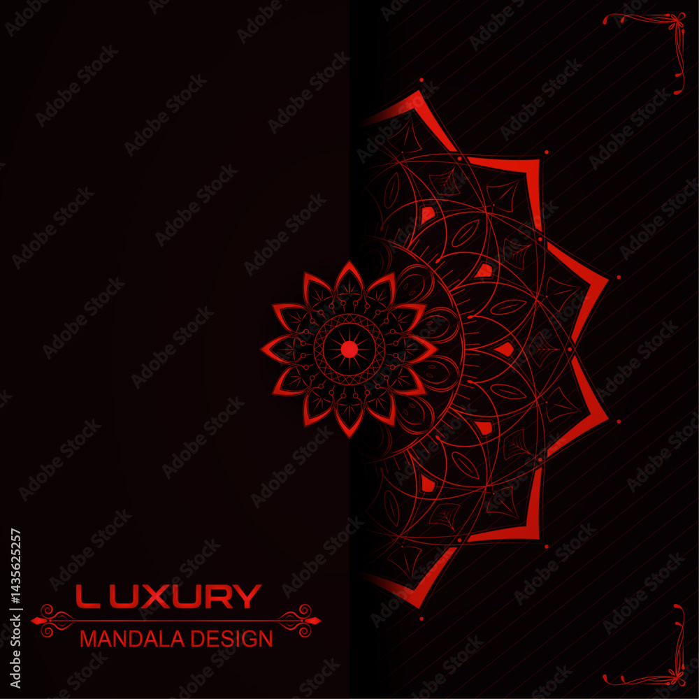 Poster mandala vector design with gradient light effect | floral mandala design with red color ornament sha
