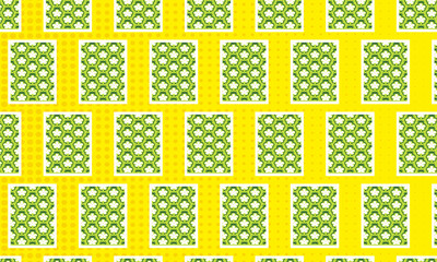 repeating geometric pattern in bright green and yellow. Perfect for website backgrounds, marketing materials, branding, packaging design, and textile prints.