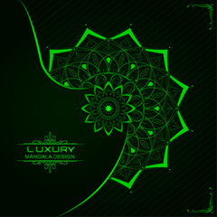 Mandala vector design with curve line gradient effect | Floral mandala design with green color ornament shape for flyer, decoration, card, gift, cover, template, presentation, business, packaging 