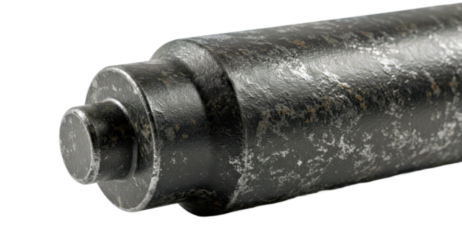 Black Textured Metal Object Isolated White Background Abstract Industrial Material Surface Detail Shape