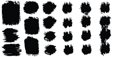 Collection of Black Ink Brush Strokes and Splats