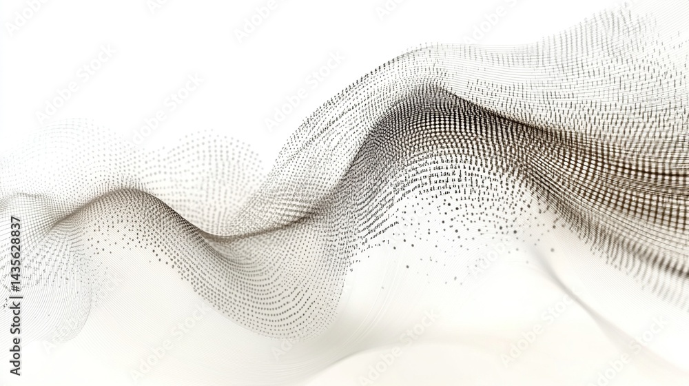 Poster abstract flowing wave of particles.