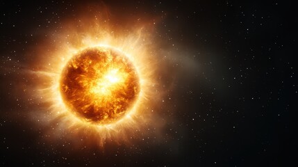 Obraz premium The vibrant solar flare, radiating bursts of light and power, captivates viewers with its magnificent display against the cosmic backdrop of deep space.
