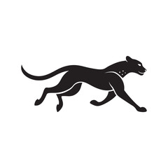 Sprinting Cheetah Silhouette On White