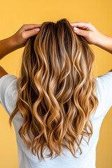 Fototapeta premium wavy blond hair back view