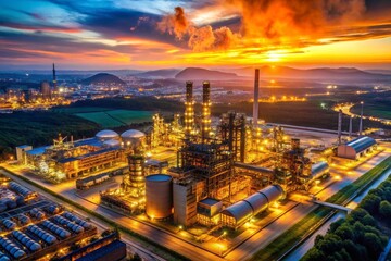 Industrial Complex at Sunset