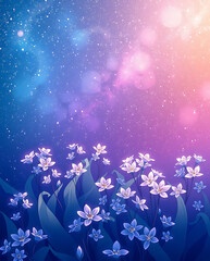 majestic cosmic bluebells flowers in the galaxy, created by generative ai