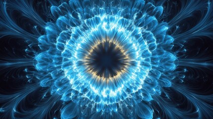 blue fractal flower abstract art energy light design