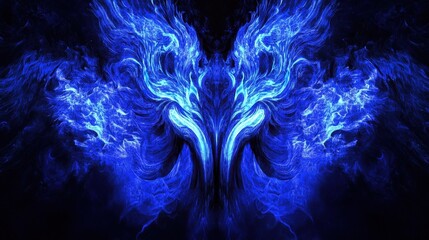 blue fire wings abstract fractal art