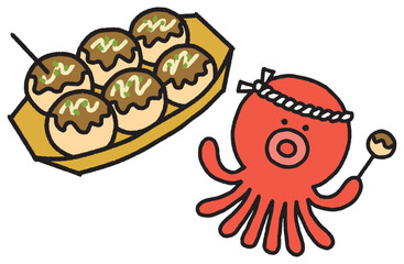 たこ焼きとタコのキャラクター