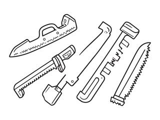 Hack Saw List line art icon illustration design style