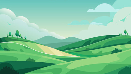 Serene Green Hills under Clear Blue Sky
