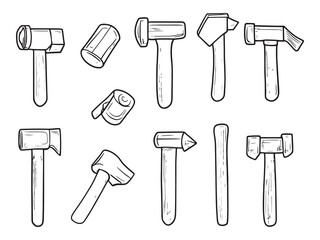 Hammer List line art icon clean artistic depiction
