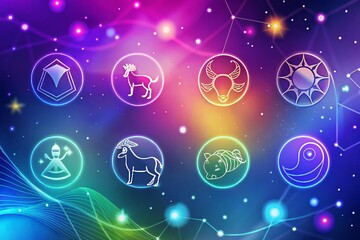 Playful Zodiac Icons Colorful Astrology Illustrations