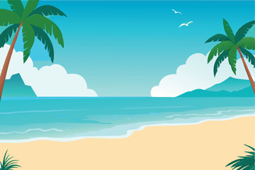 Obraz premium Coastal summer beach vector illustration.