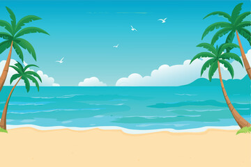 Obraz premium Vector art of summer beach.