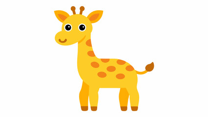 A cute yellow giraffe cartoon vector illustration white background