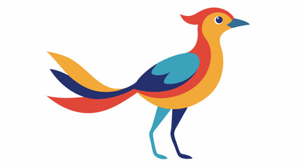 A colorful vector illustration shows a cute cartoon parrot,