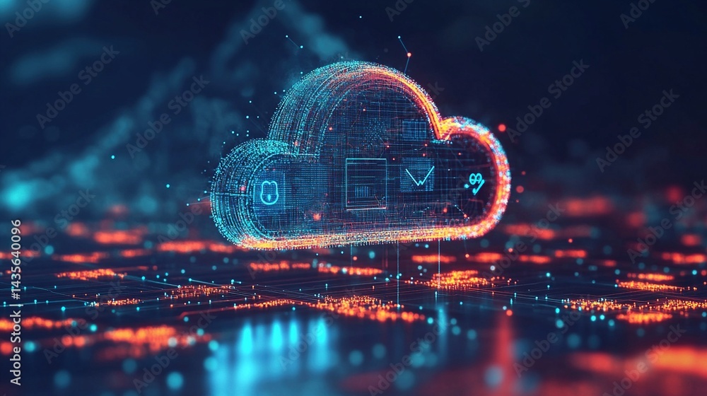 Aufkleber digital cloud computing network technology.