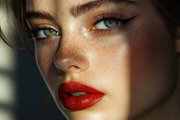 Woman with red lipstick and fringed black dress dancing joyfully under a glittering disco ball at a glamorous evening party.