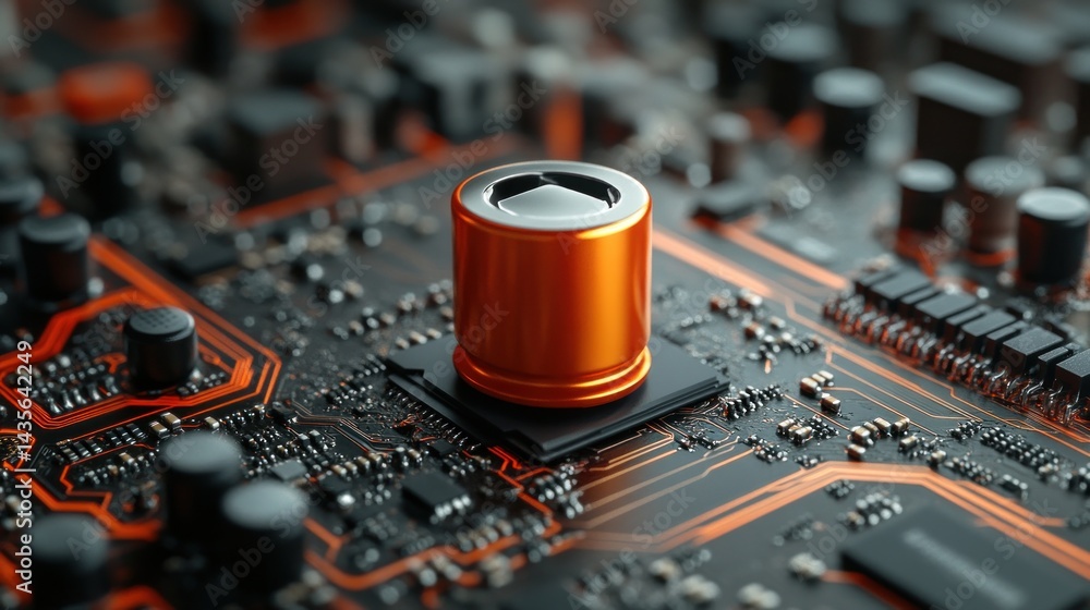 Poster close-up circuit board with component