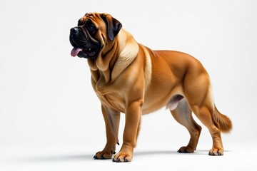 Obraz premium Majestic Mastiff, powerful stance, white background, canine, animal photography