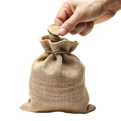 bag with money in hand