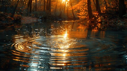 inlet with golden ripples and calm water