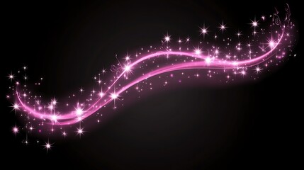 Fototapeta premium Pink light trail with sparkle, and stars.