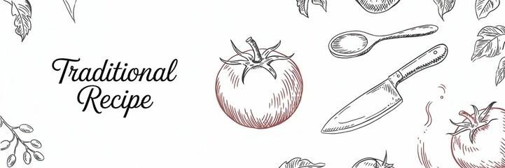 Hand-drawn illustration of traditional cooking recipe.