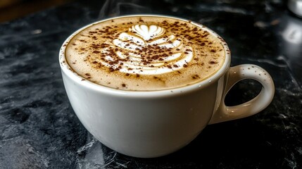 Obraz premium Crafting latte art masterpieces cozy coffee shop beverage photography intimate setting close-up view culinary experience