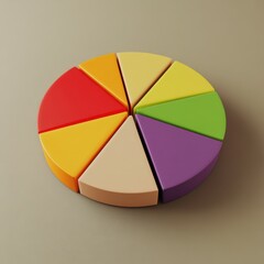 Obraz premium Colorful pie chart segment displaying various shades for data visualization purposes in a professional setting